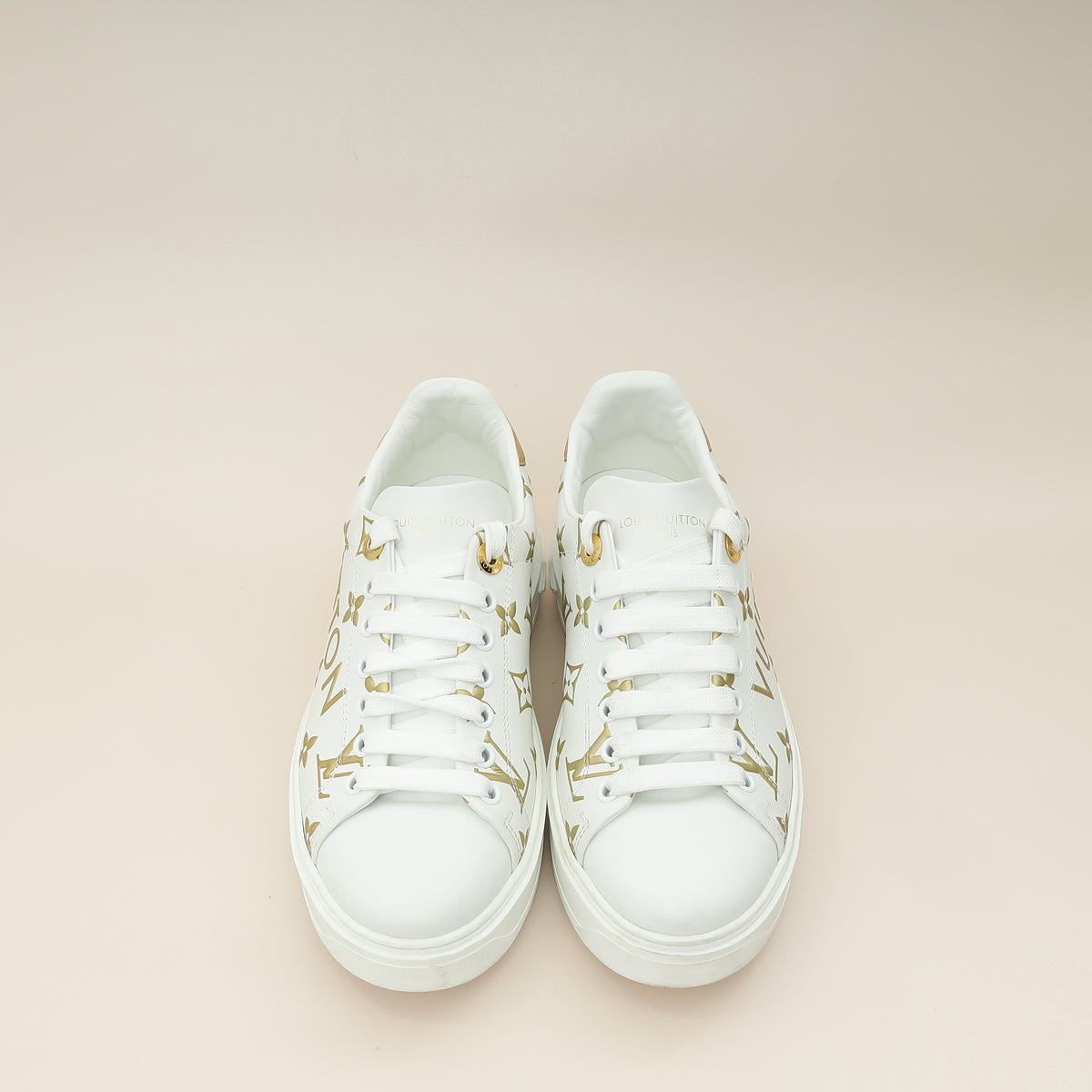 Louis Vuitton Bicolor Monogram Embossed Time Out Sneaker 37