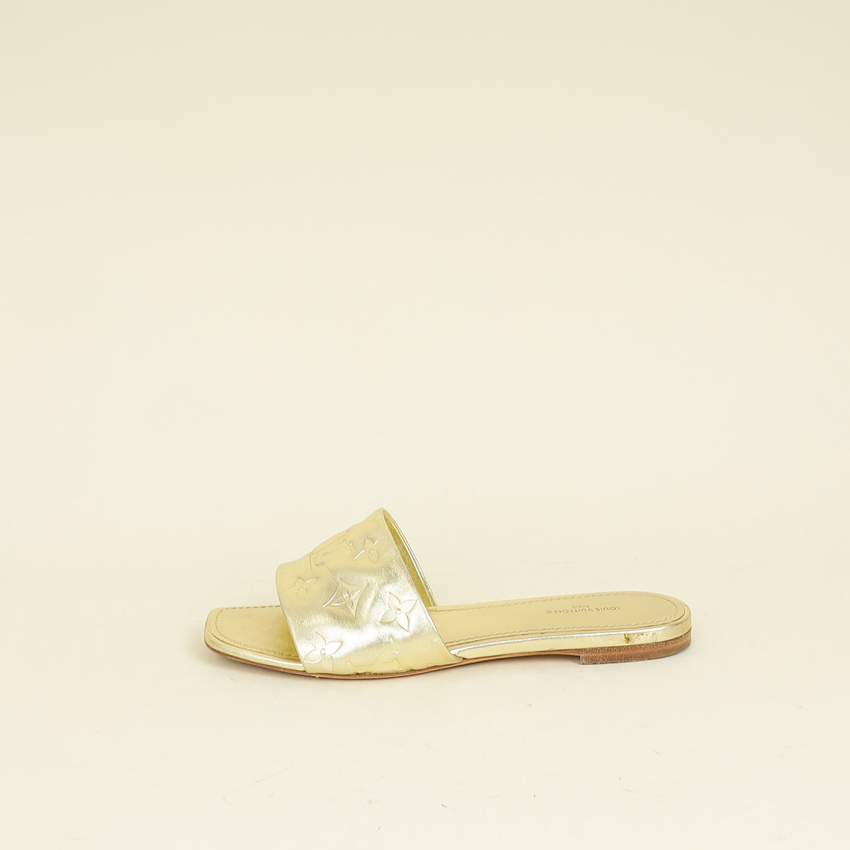 Louis Vuitton Metallic Gold Monogram Revival Flat Mules 37
