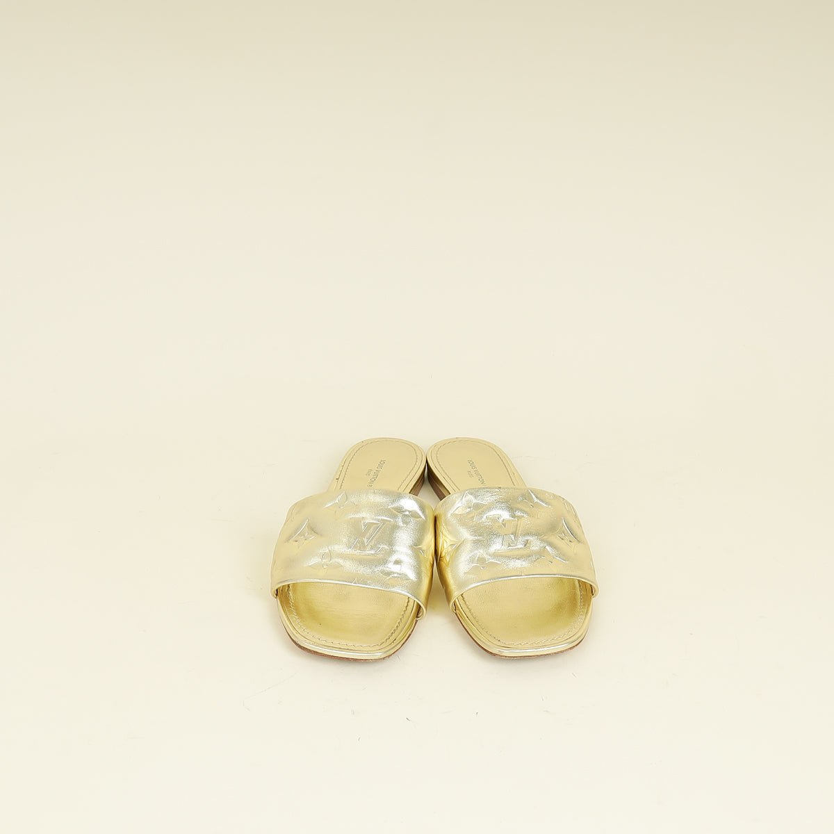 Louis Vuitton Metallic Gold Monogram Revival Flat Mules 37