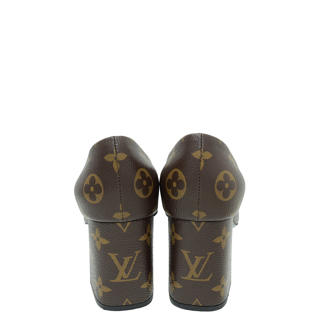 Louis Vuitton Monogram Madeleine Block Heel Pump 37
