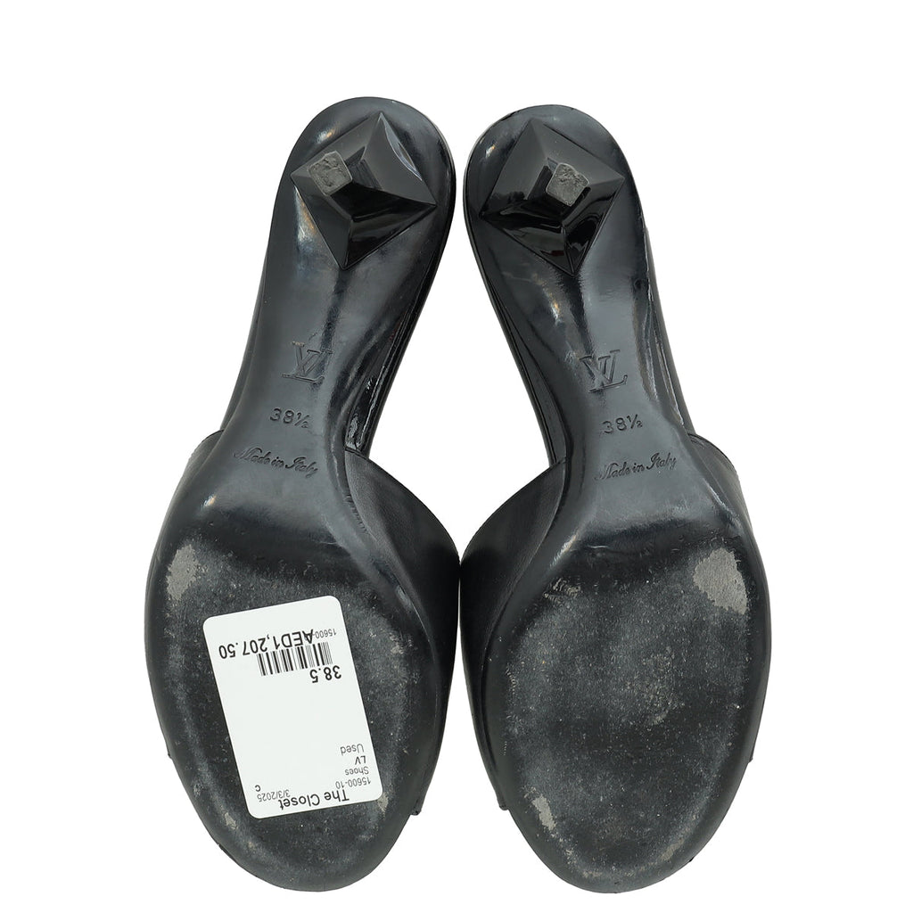 Louis Vuitton Black Studded Slide Sandals 38.5