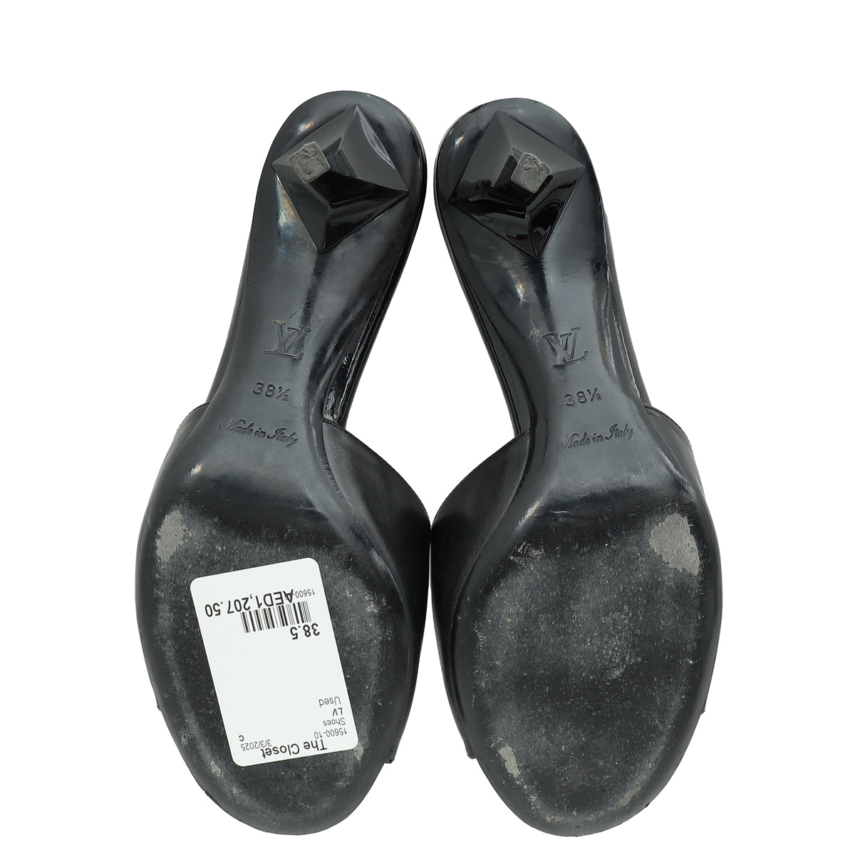 Louis Vuitton Black Studded Slide Sandals 38.5