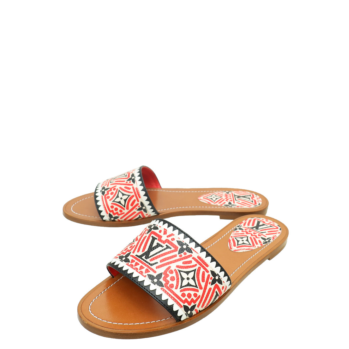 Louis Vuitton Multicolor/Tan Crafty Lock It Flat Mule 38