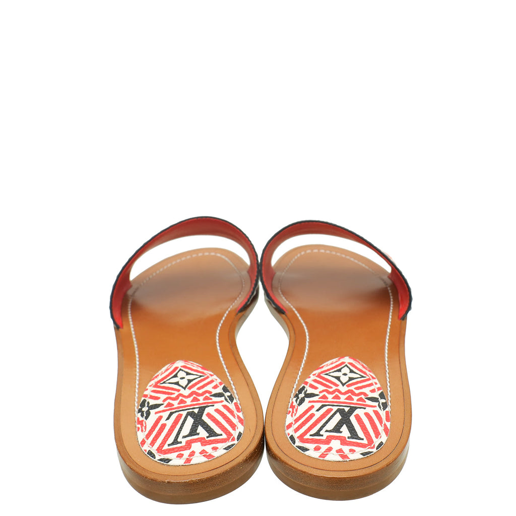 Louis Vuitton Multicolor/Tan Crafty Lock It Flat Mule 38