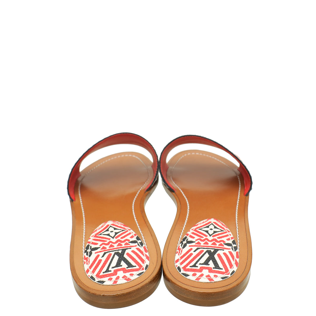 Louis Vuitton Multicolor/Tan Crafty Lock It Flat Mule 38
