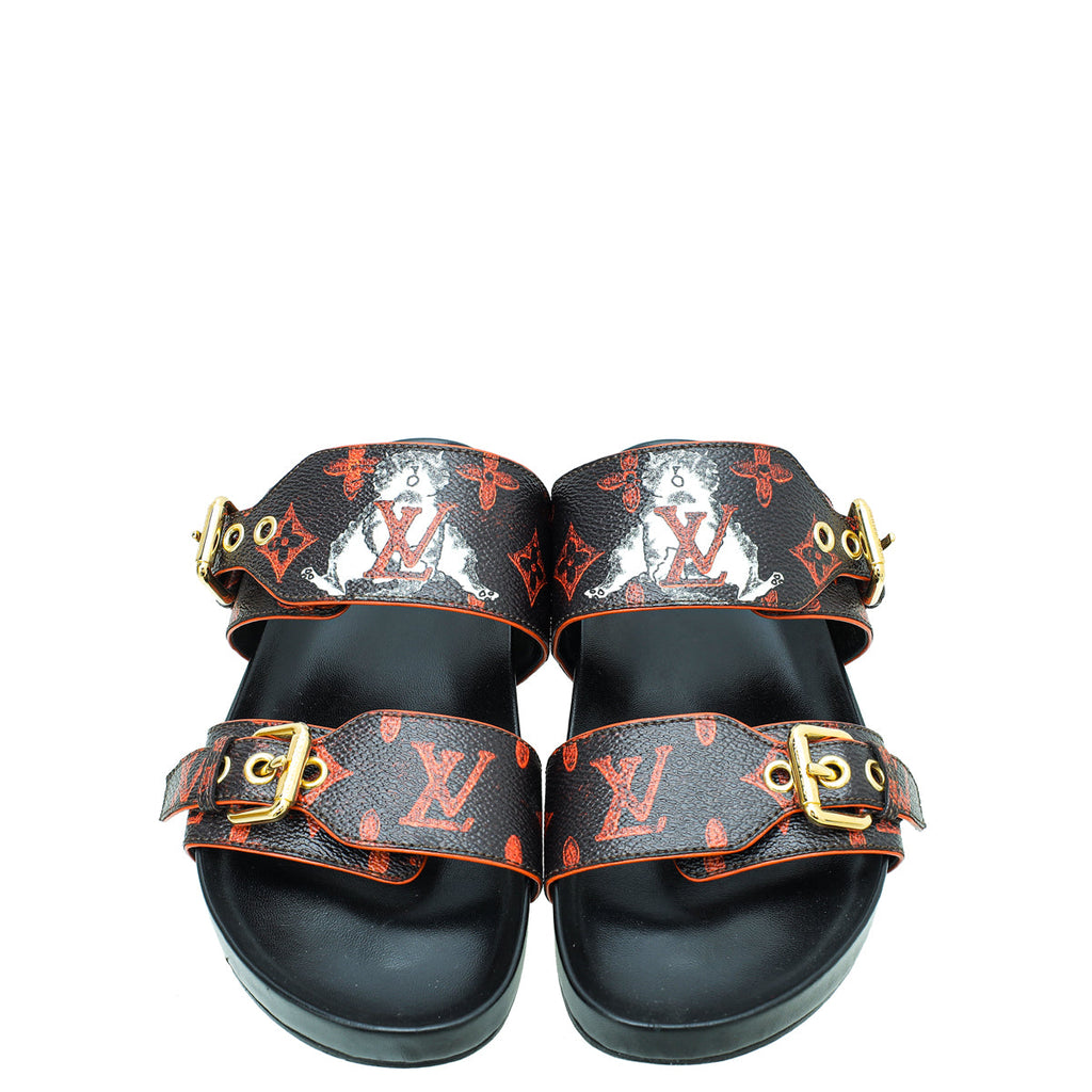 Louis Vuitton Bicolor Catogram Bom Dia Flat Mules 38