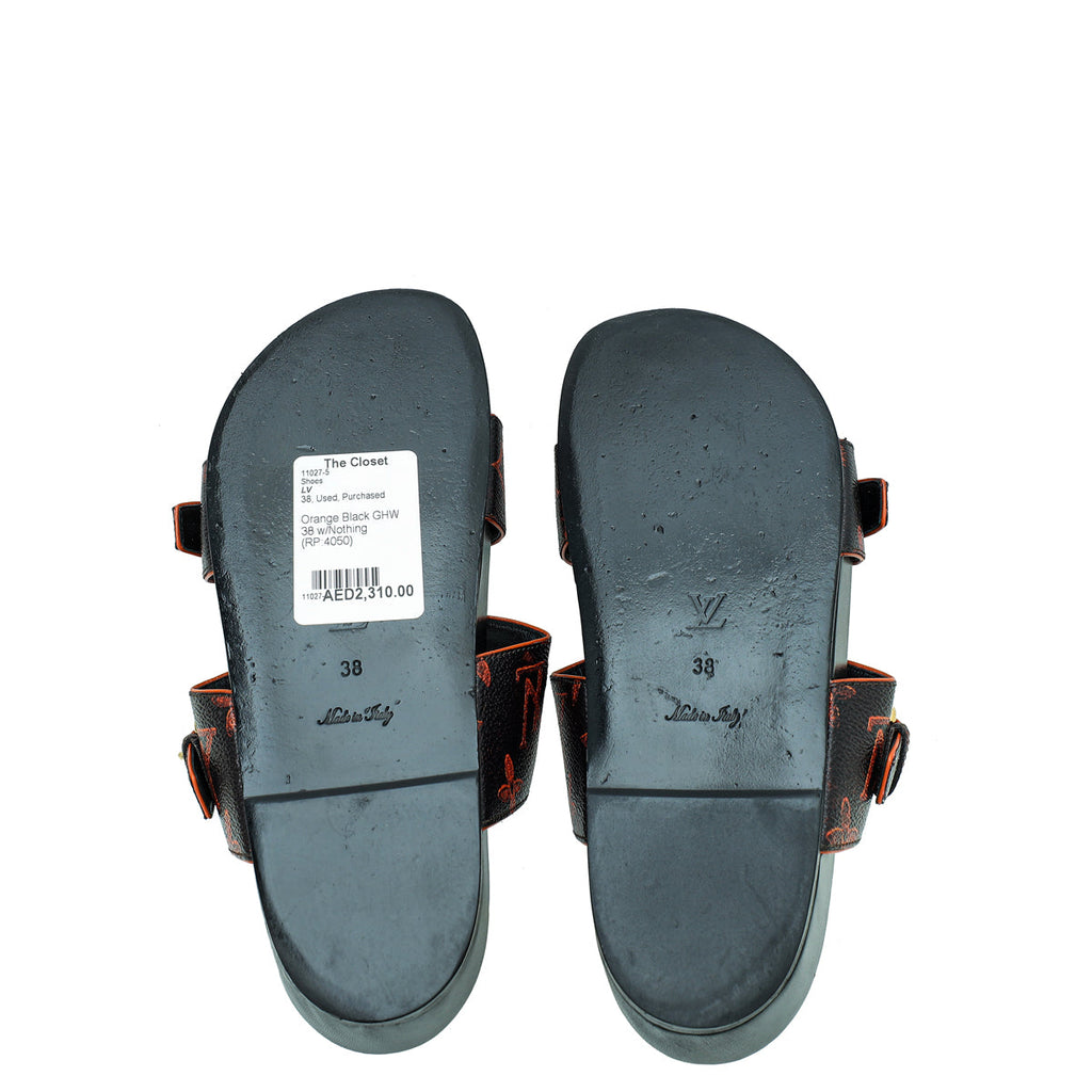 Louis Vuitton Bicolor Catogram Bom Dia Flat Mules 38