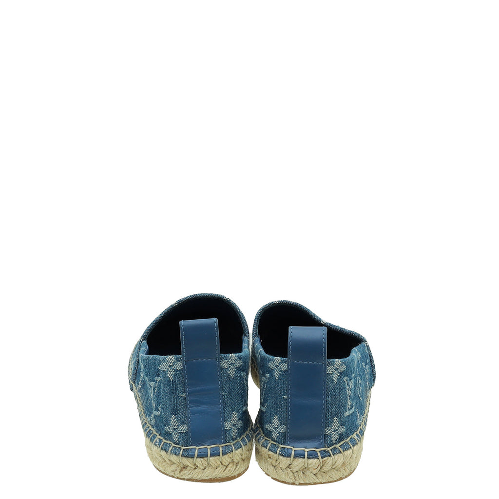 Louis Vuitton Blue Monogram Denim Starboard Espadrille Flats 38