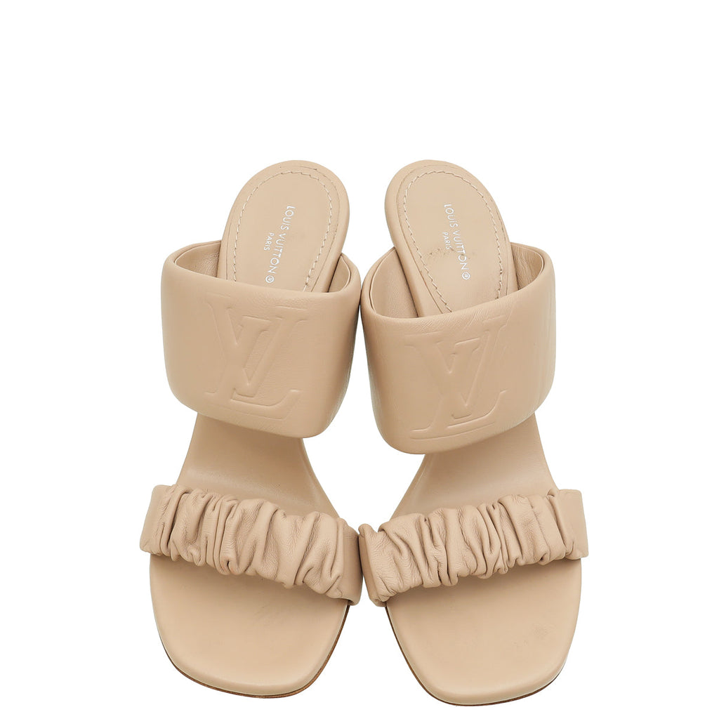 Louis Vuitton Beige Nude Drapy Heel Mules 38