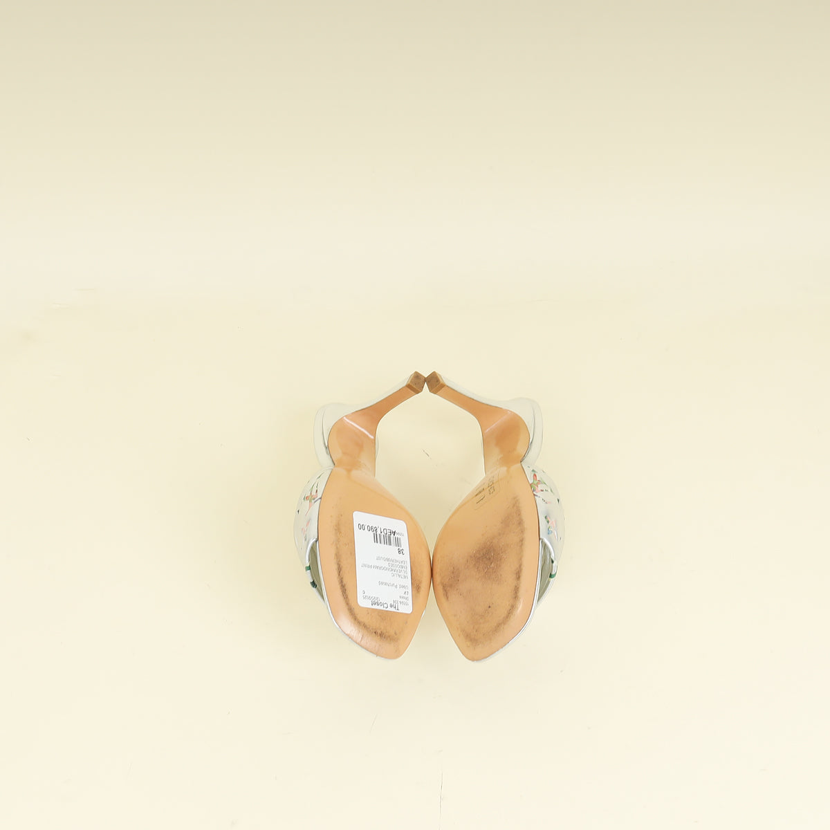 Louis Vuitton Metallic Silver Monogram Embossed Revival Mules 38