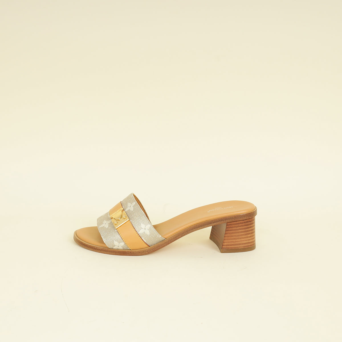 Louis Vuitton Metallic Beige Lock It Mule 38