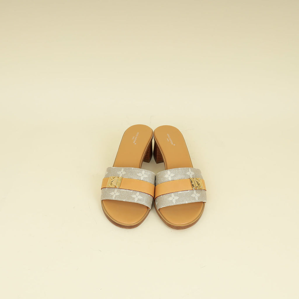 Louis Vuitton Metallic Beige Lock It Mule 38