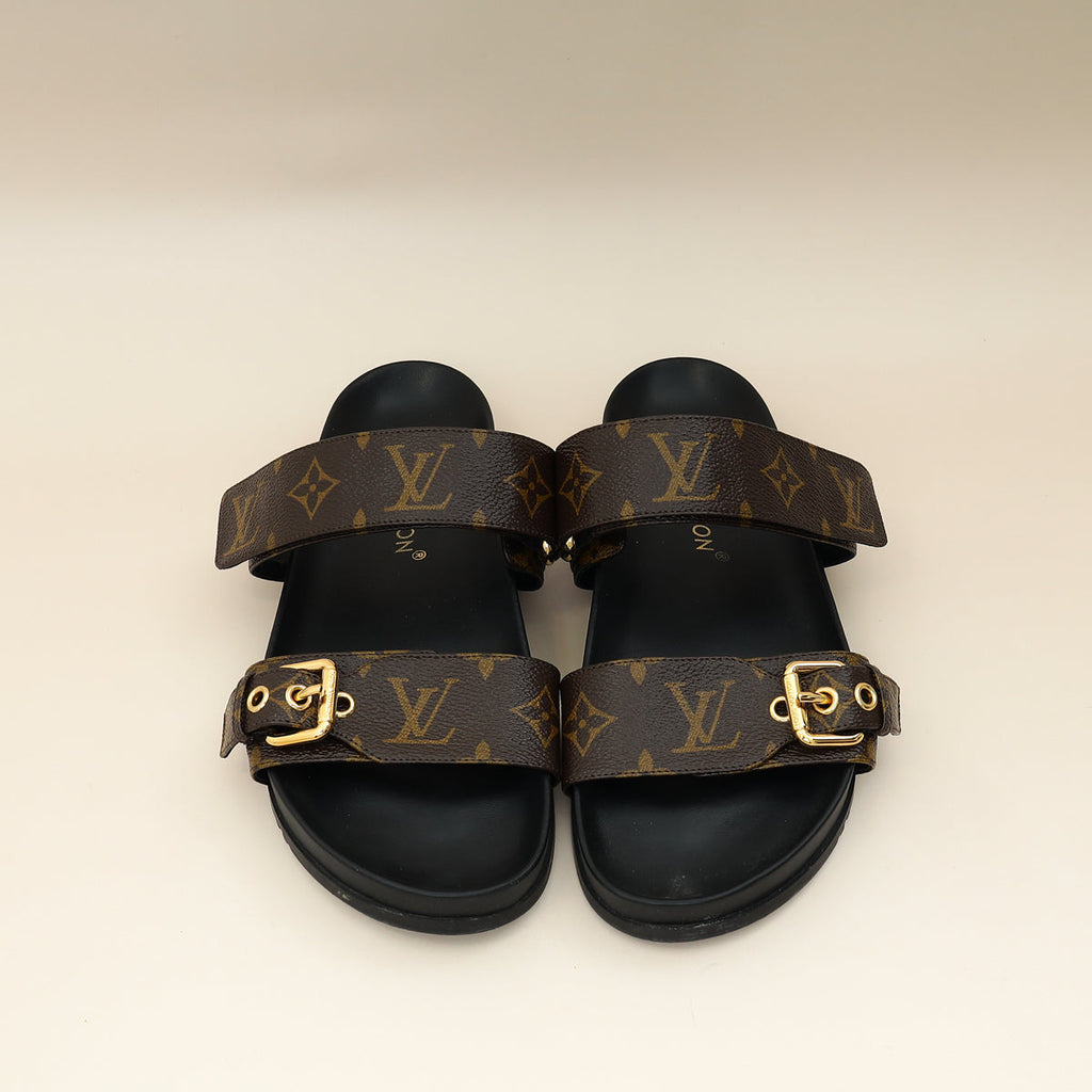 Louis Vuitton Monogram Bom Dia Flat Mules 38