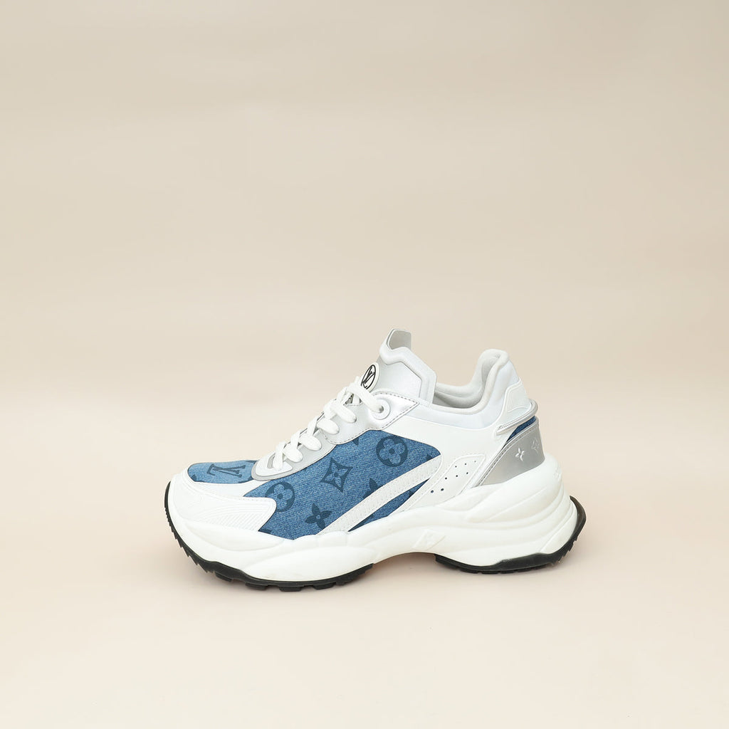 Louis Vuitton Bicolor Monogram Denim Run 55 Sneaker 38