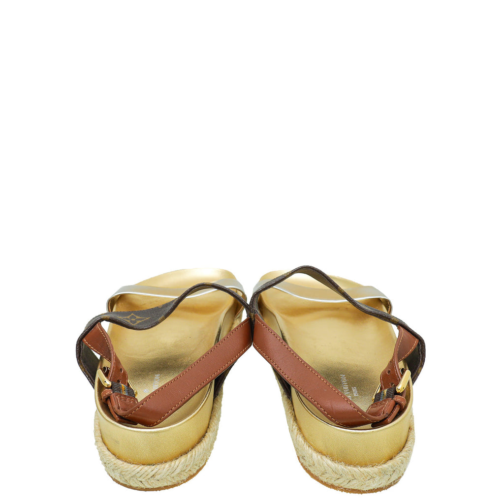 Louis Vuitton Monogram Metallic Gold Odyssey Sandal 38