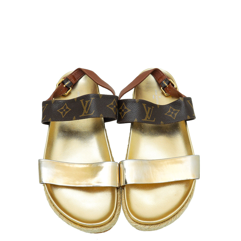Louis Vuitton Monogram Metallic Gold Odyssey Sandal 38