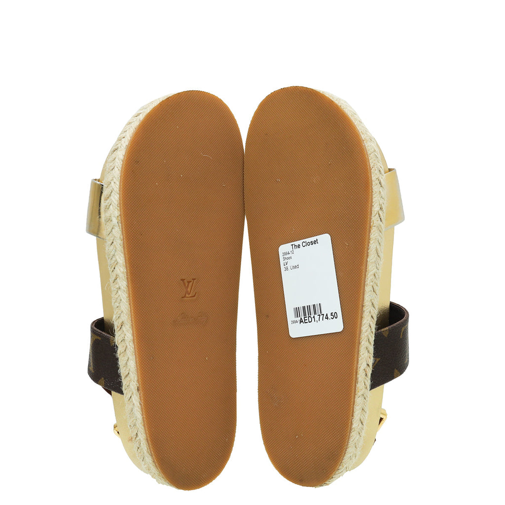 Louis Vuitton Monogram Metallic Gold Odyssey Sandal 38