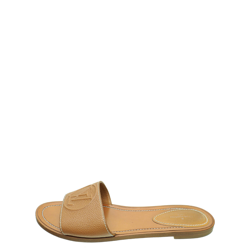 Louis Vuitton Cognac Lock It Flat Mule 39.5