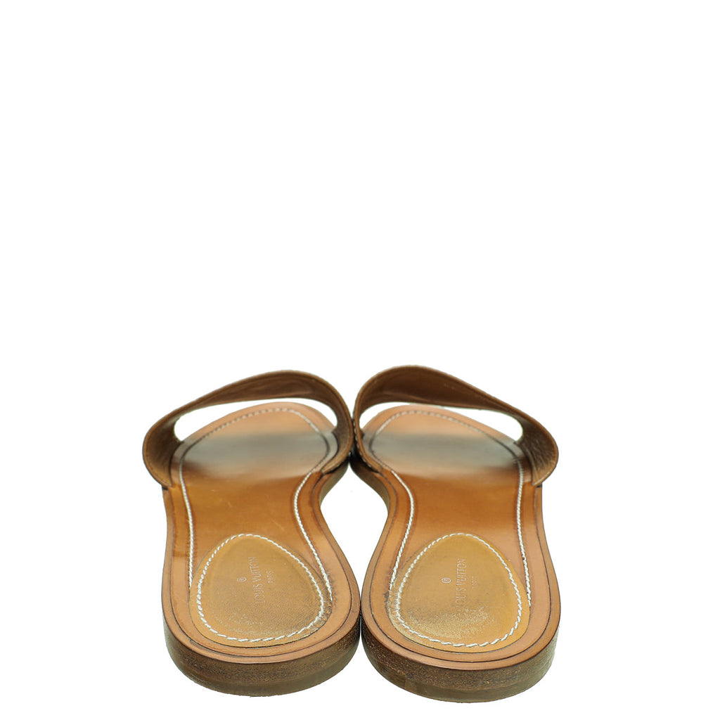 Louis Vuitton Cognac Lock It Flat Mule 39.5