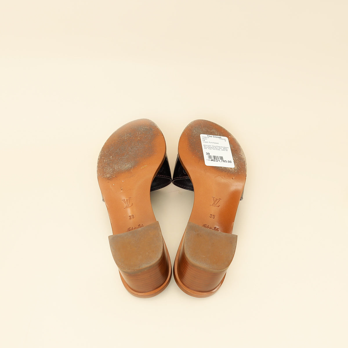 Louis Vuitton Amarante Monogram Vernis Lock It Sandals 39