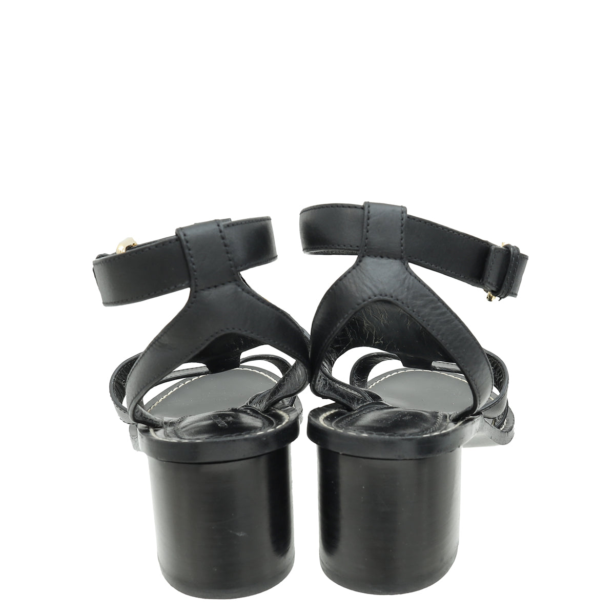Louis Vuitton Black Logo Ankle Strap Heeled Sandals 39