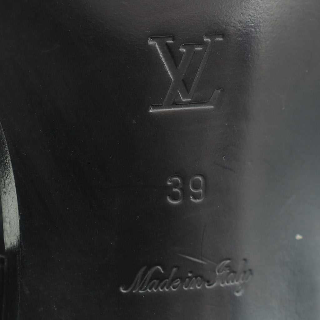 Louis Vuitton Black Logo Ankle Strap Heeled Sandals 39