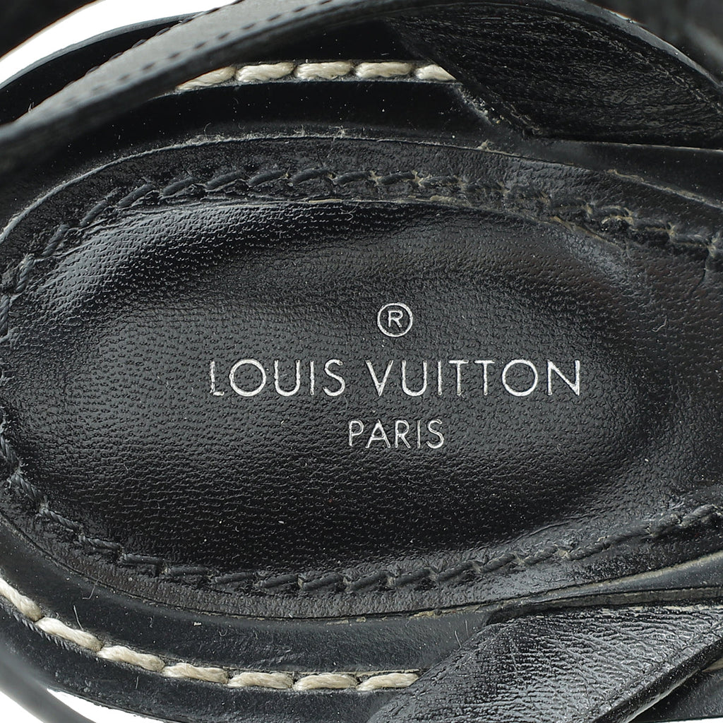 Louis Vuitton Black Logo Ankle Strap Heeled Sandals 39
