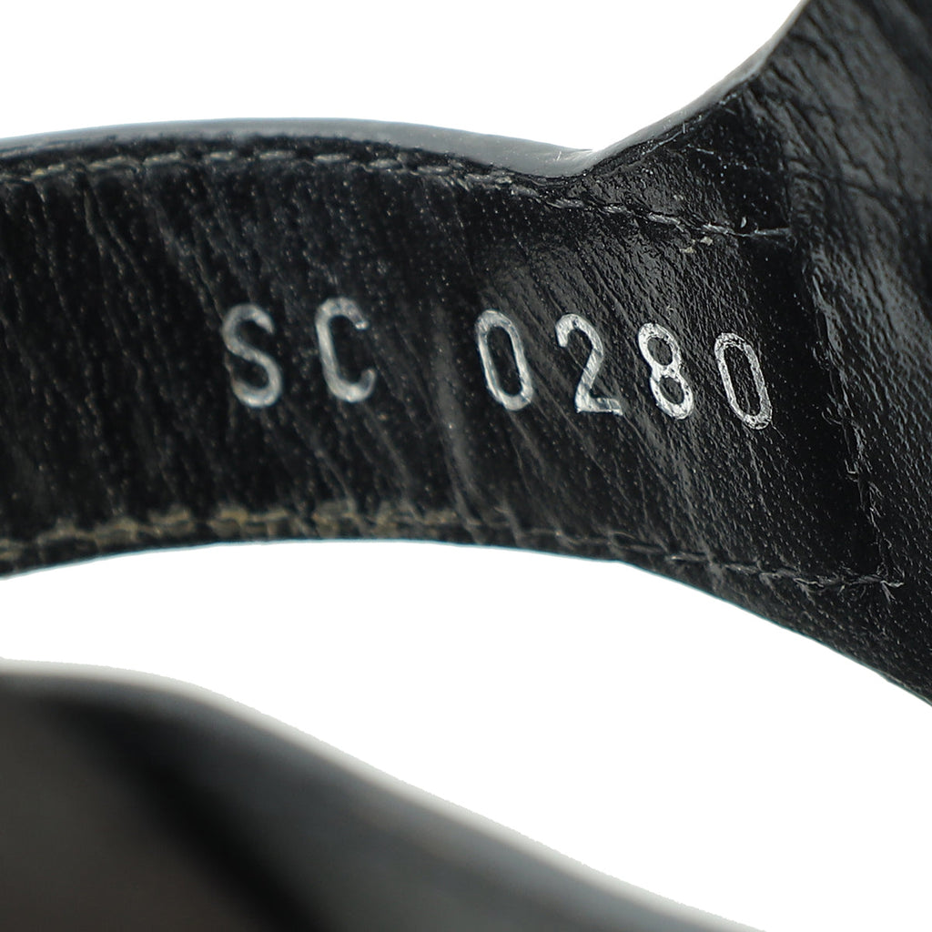 Louis Vuitton Black Logo Ankle Strap Heeled Sandals 39