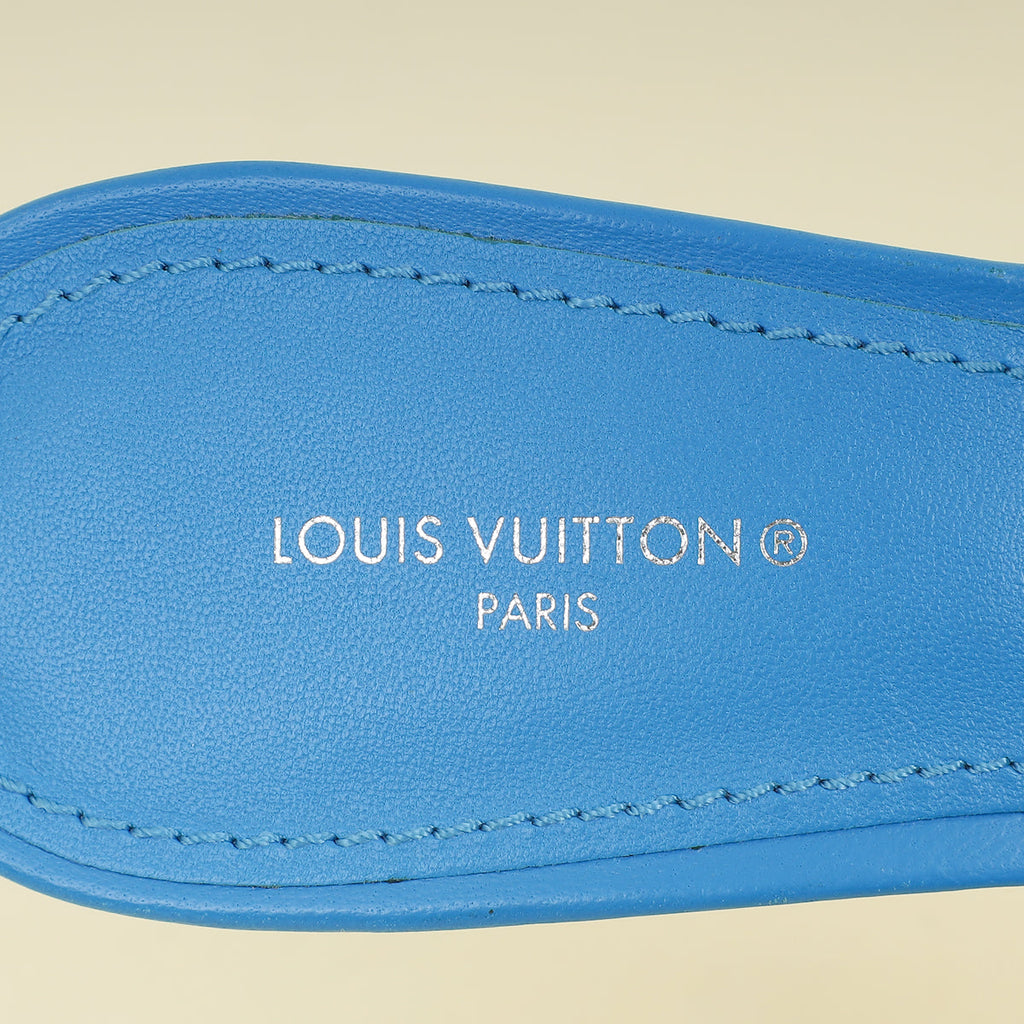 Louis Vuitton Royal Blue Monogram Embossed Revival Mules 39