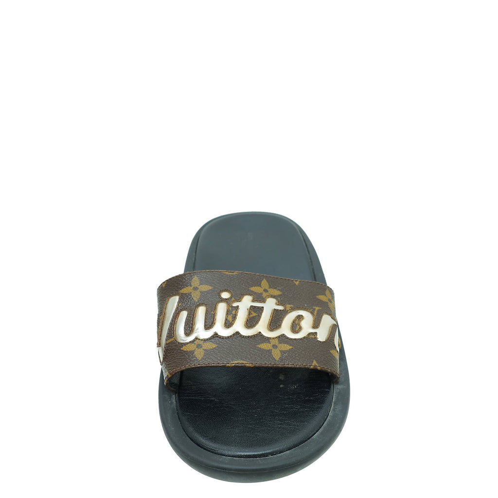 Louis Vuitton Monogram Logo Sunbath Slide Sandals 39