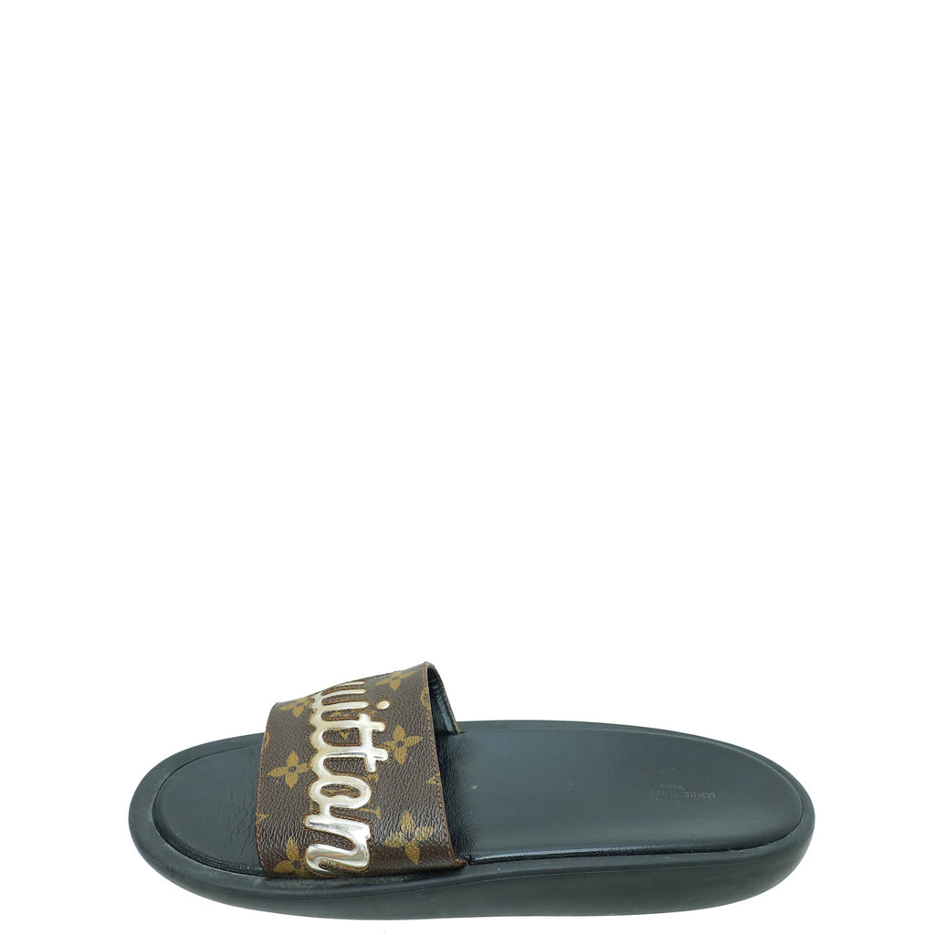 Louis Vuitton Monogram Logo Sunbath Slide Sandals 39
