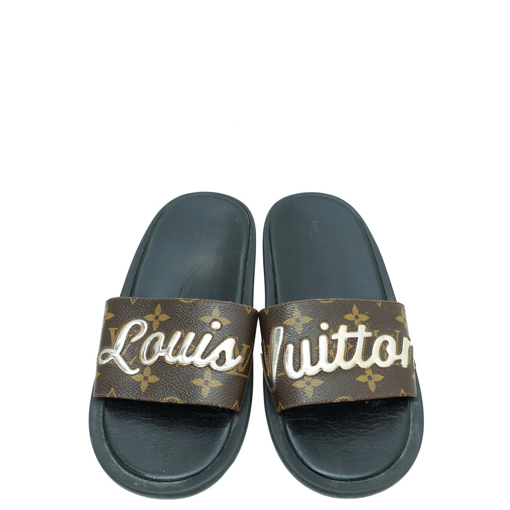 Louis Vuitton Monogram Logo Sunbath Slide Sandals 39