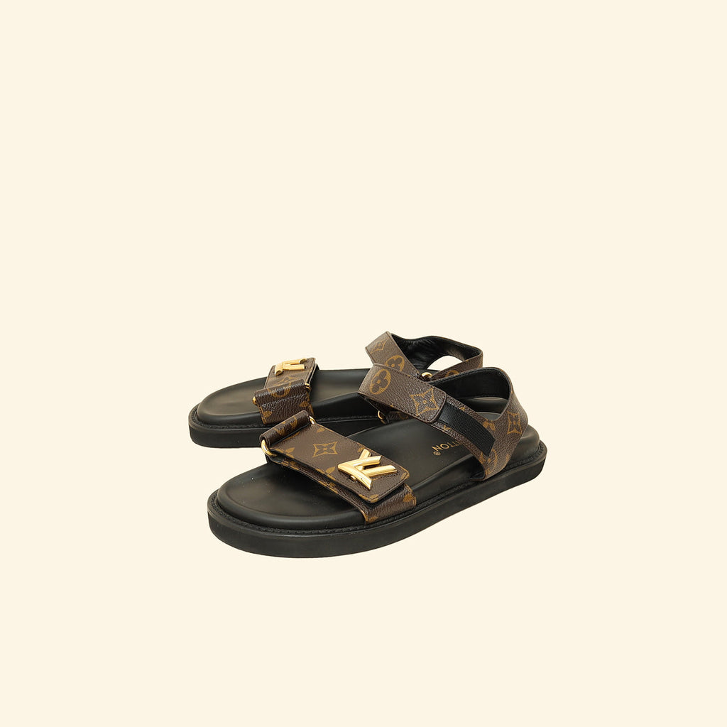 Louis Vuitton Brown Monogram Sunset Comfort Flat Sandal 39