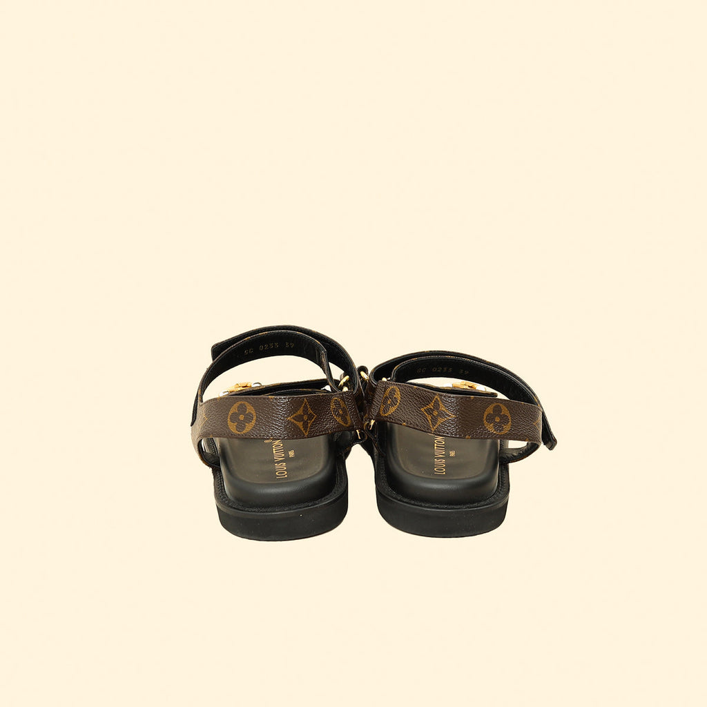 Louis Vuitton Brown Monogram Sunset Comfort Flat Sandal 39