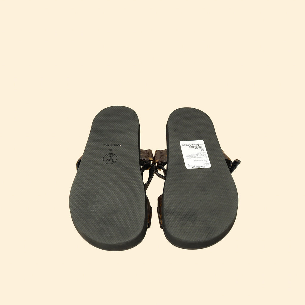 Louis Vuitton Brown Monogram Sunset Comfort Flat Sandal 39