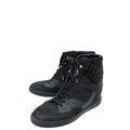 Louis Vuitton Black Suede Monogram Cliff Top Wedge Sneakers 39