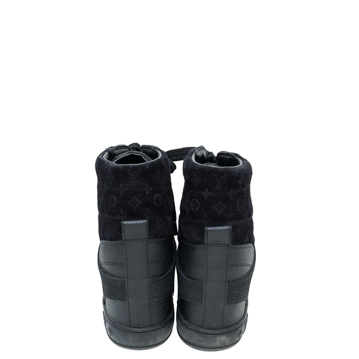 Louis Vuitton Black Suede Monogram Cliff Top Wedge Sneakers 39