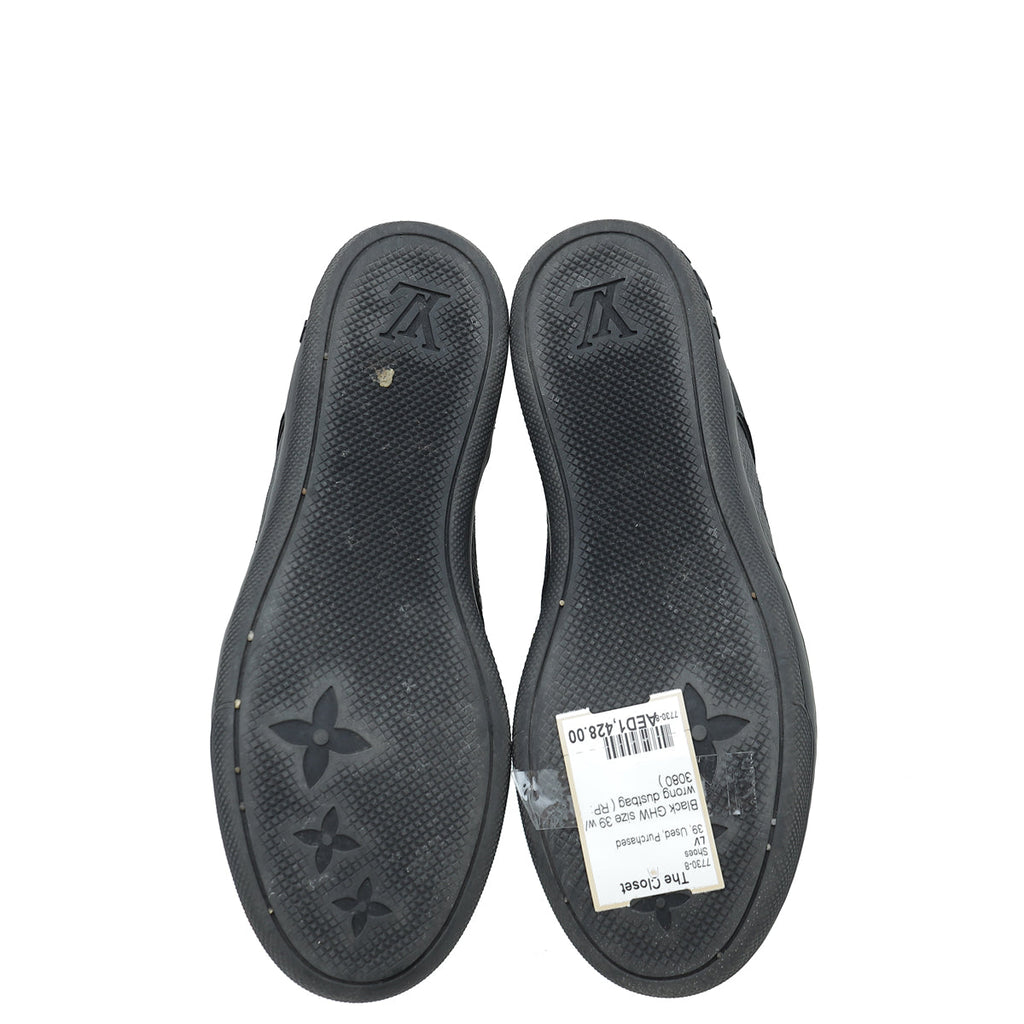 Louis Vuitton Black Suede Monogram Cliff Top Wedge Sneakers 39