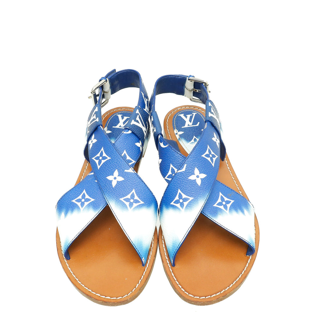Louis Vuitton Blue Monogram Escale Palma Flat Sandals 40