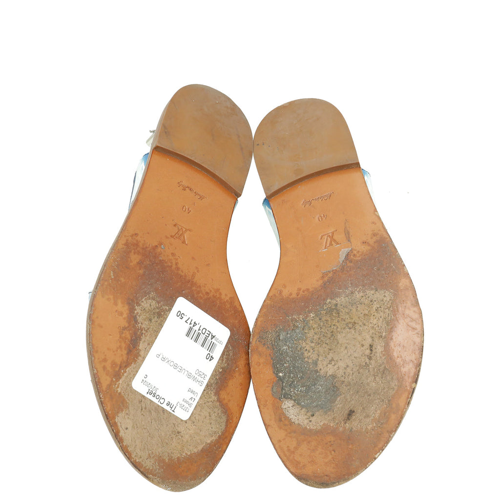Louis Vuitton Blue Monogram Escale Palma Flat Sandals 40