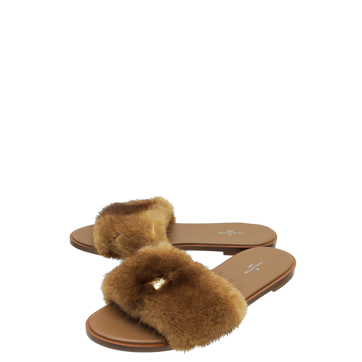 Louis Vuitton Bicolor Mink Fur Lock It Flat Mule 40
