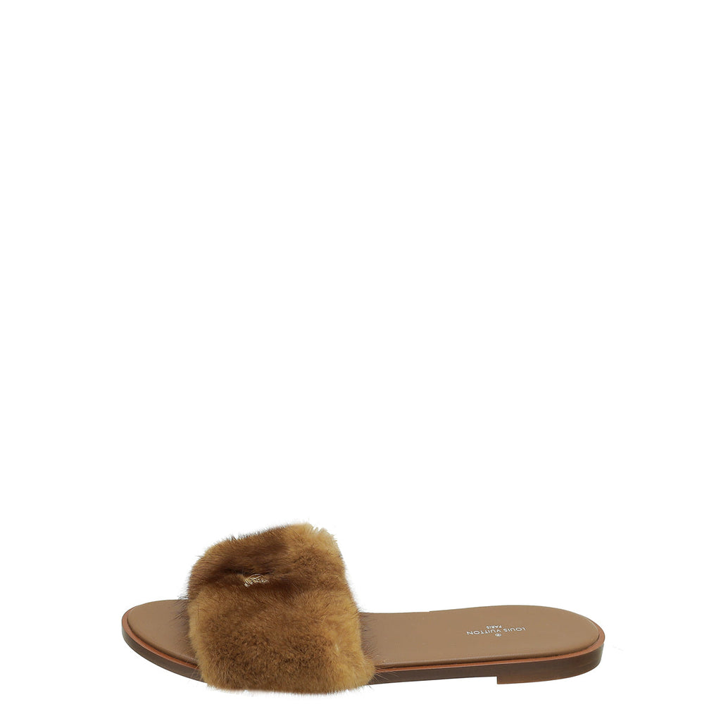 Louis Vuitton Bicolor Mink Fur Lock It Flat Mule 40
