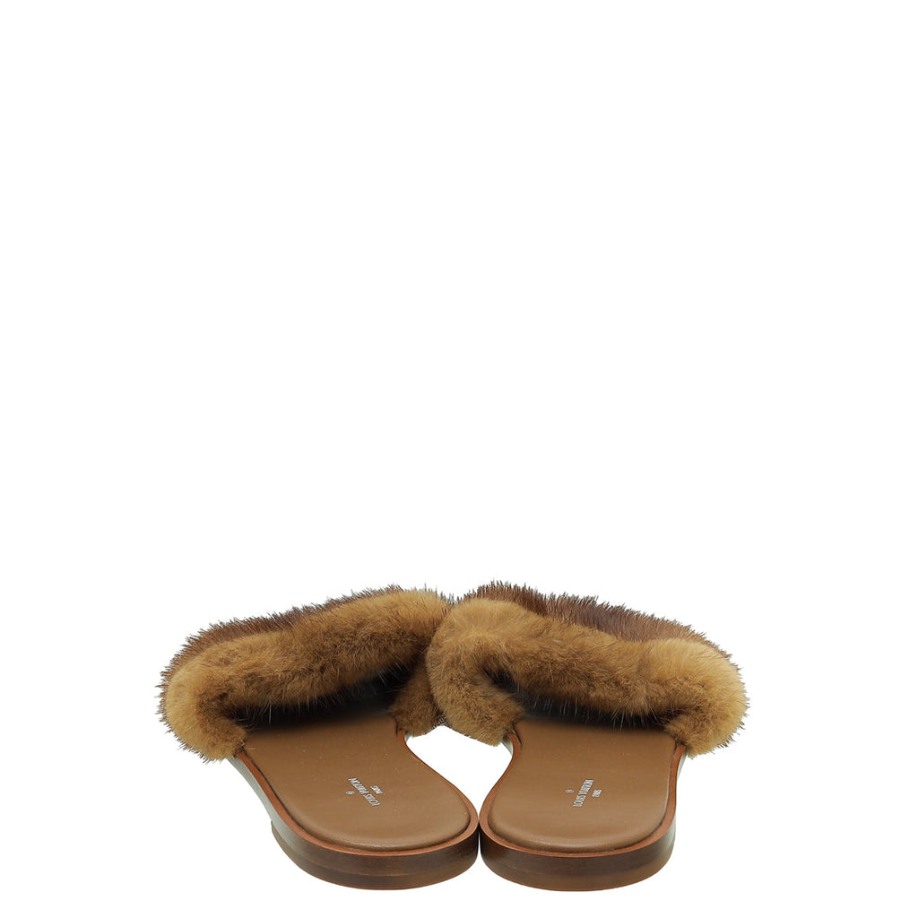 Louis Vuitton Bicolor Mink Fur Lock It Flat Mule 40