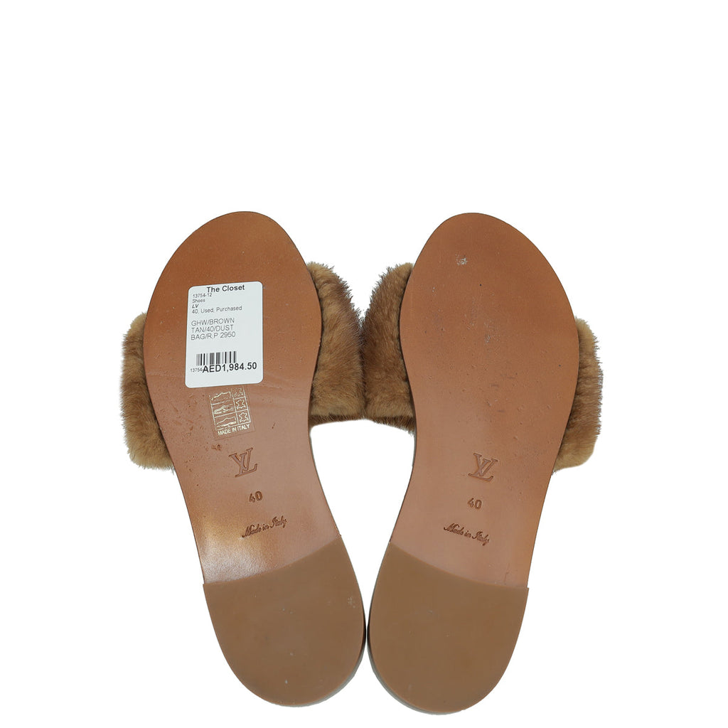Louis Vuitton Bicolor Mink Fur Lock It Flat Mule 40