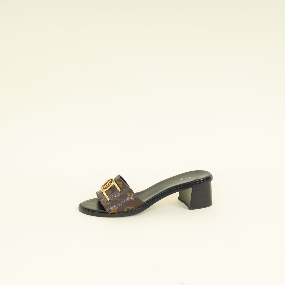 Louis Vuitton Monogram Black Lockit Mules 40