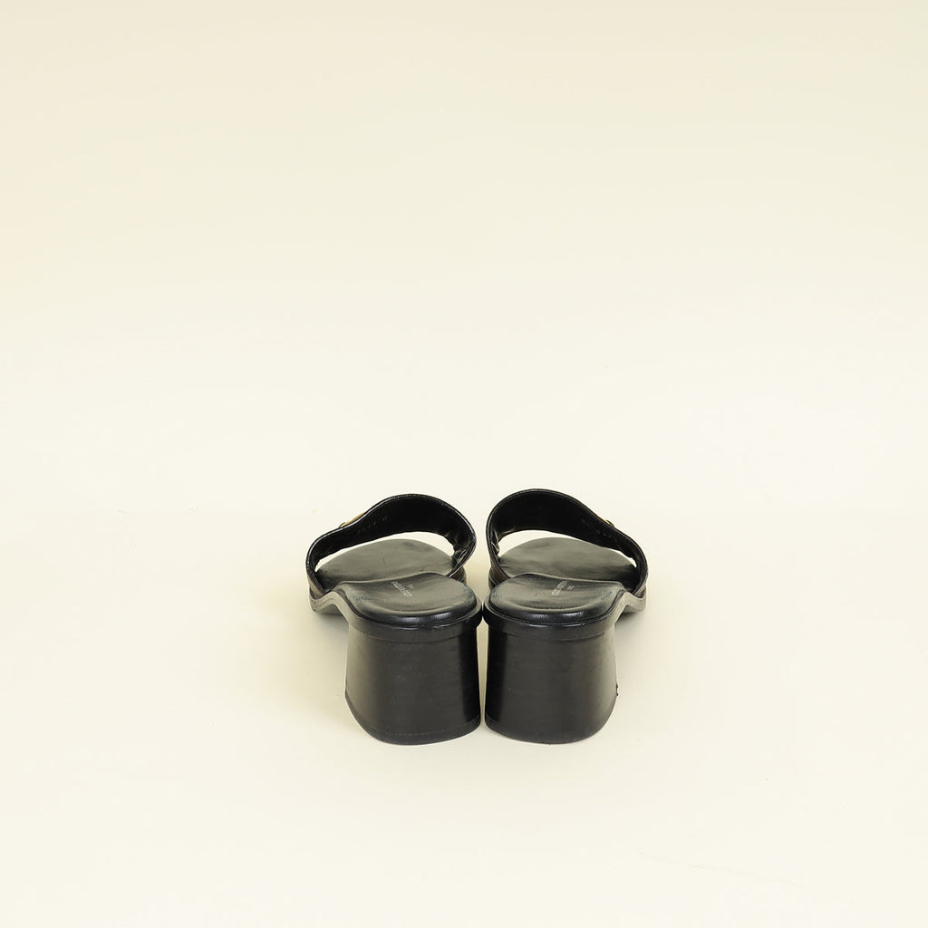 Louis Vuitton Monogram Black Lockit Mules 40