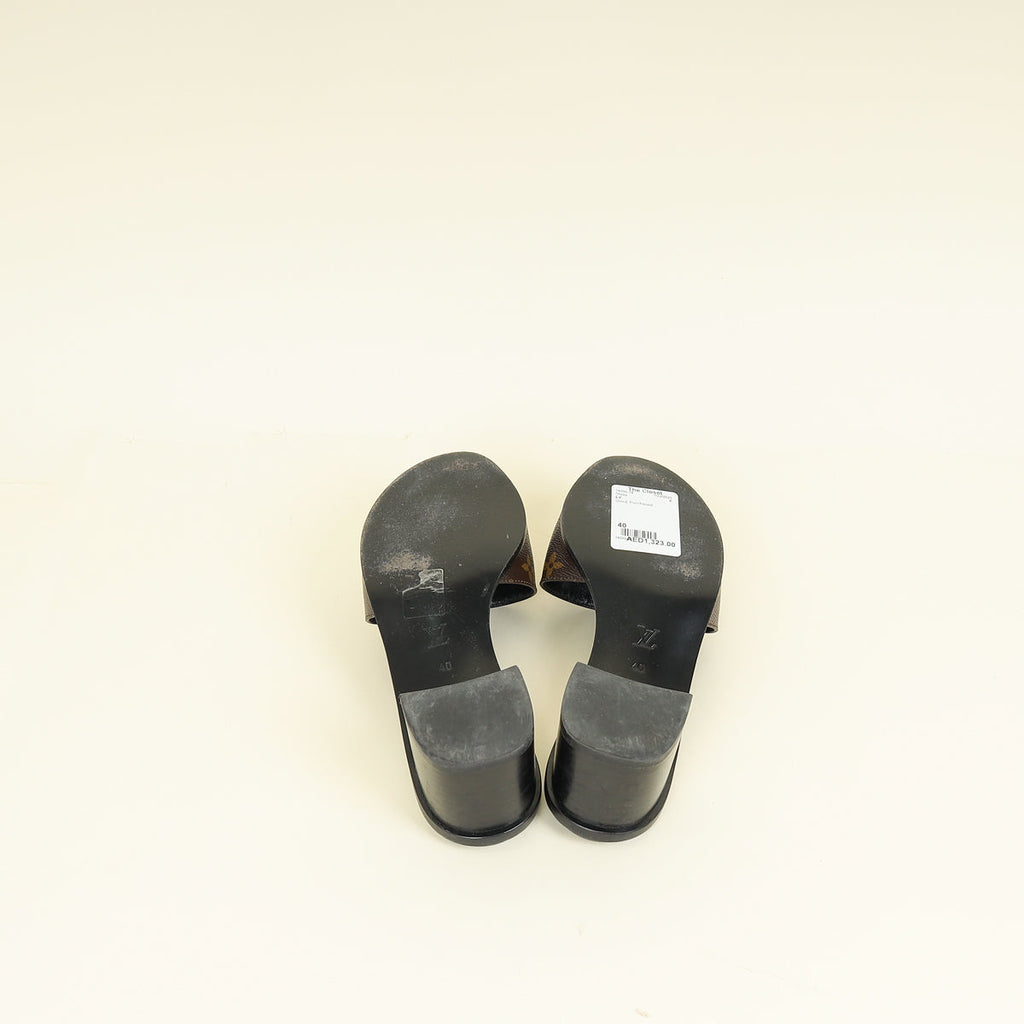 Louis Vuitton Monogram Black Lockit Mules 40