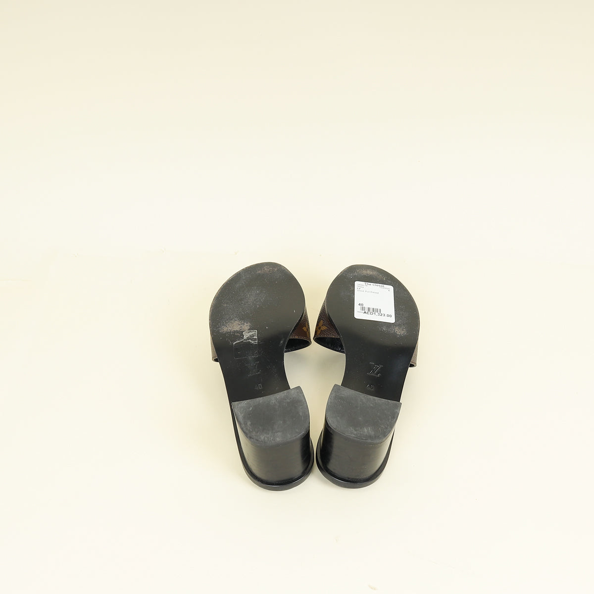 Louis Vuitton Monogram Black Lockit Mules 40