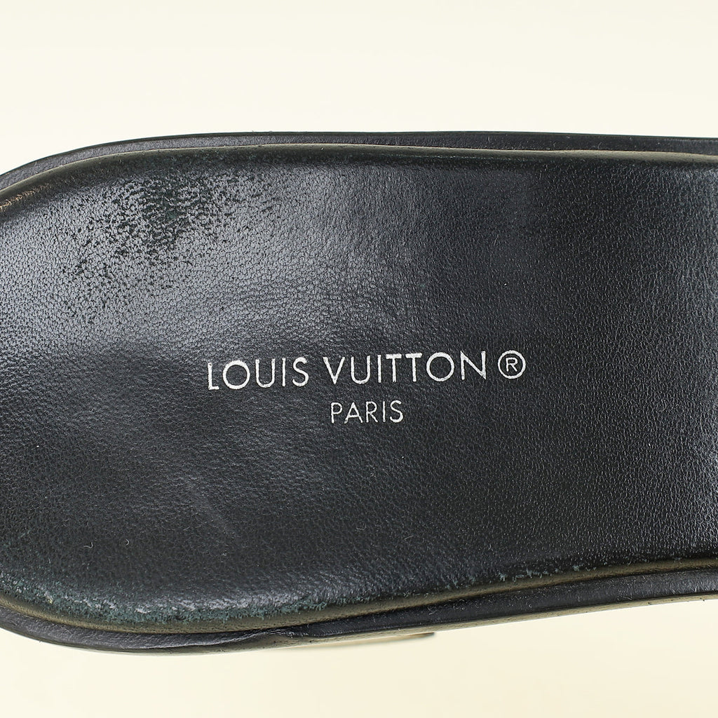 Louis Vuitton Monogram Black Lockit Mules 40