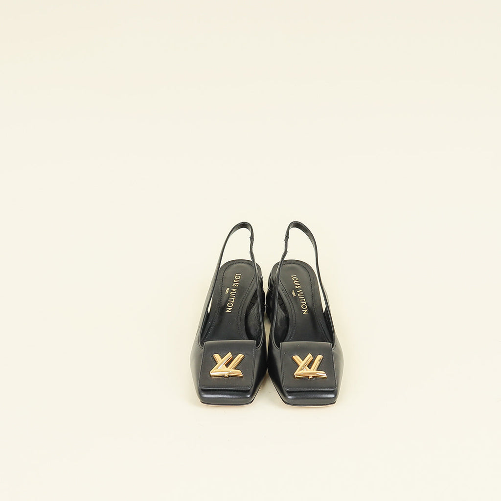 Louis Vuitton Black Shake Slingback Pumps 40